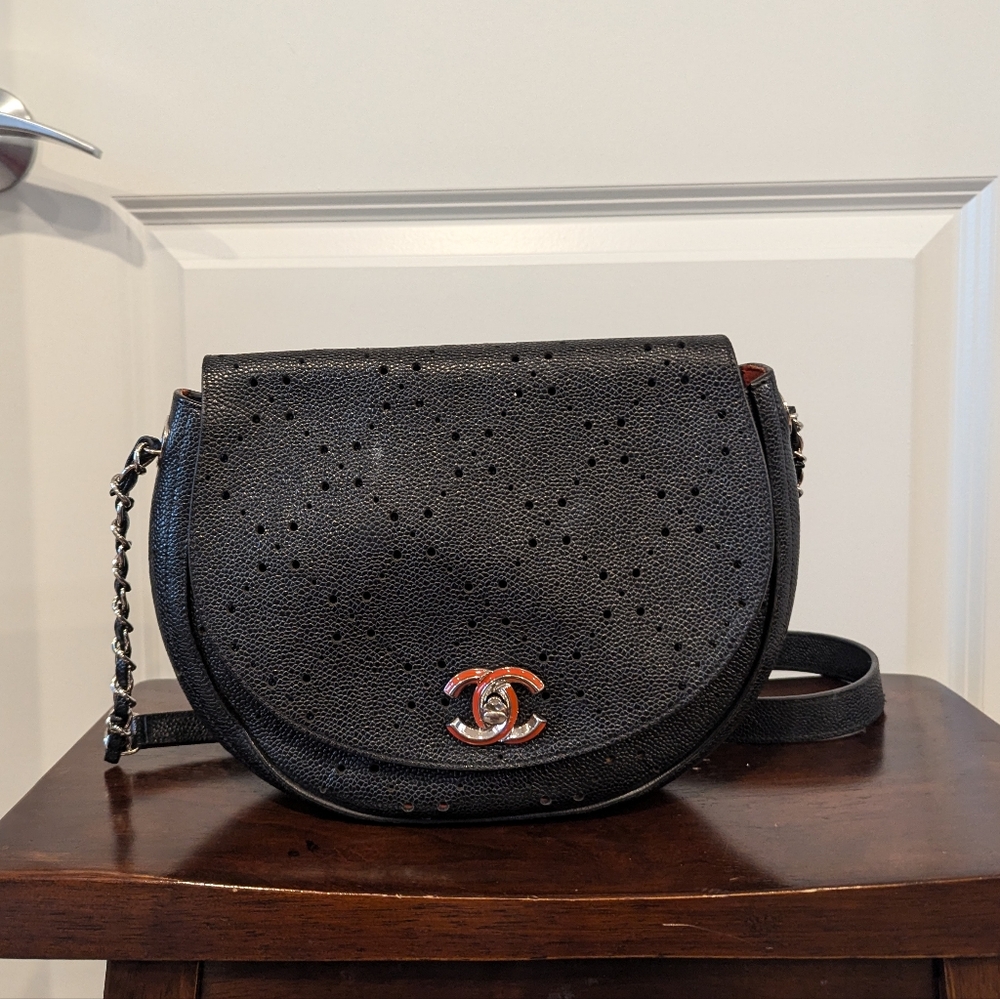 Chanel Perforated Calfskin Medium Flap Messenger